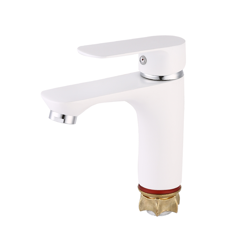 Weißer Lack mit Füßen und kleinem flachem Obst-Einlochhahn Weißer Lack mit Füßen und kleinem flachem Obst-Einlochhahn